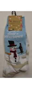 K. BELL Christmas Snowman crew sock, size 7.5-11.5, brand new